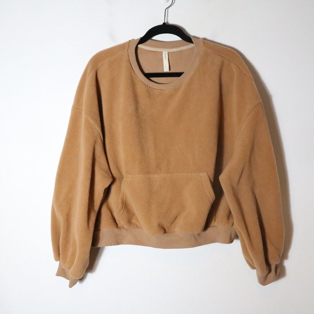 Nap Loungewear Boxy Fleece Pullover Sweatshirt Medium‎ Brown Crewneck Oversized